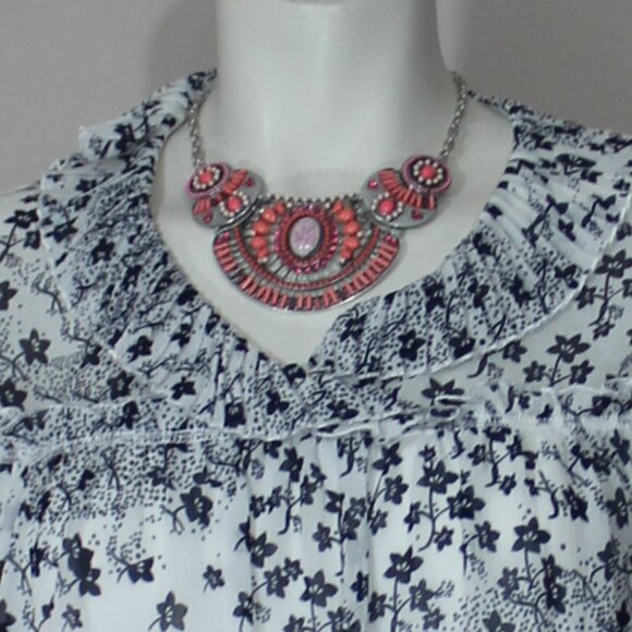 See by Chloe ruffled floral print blouse long sleeve preppy designer size 38/M/6 - Picture 8 of 9